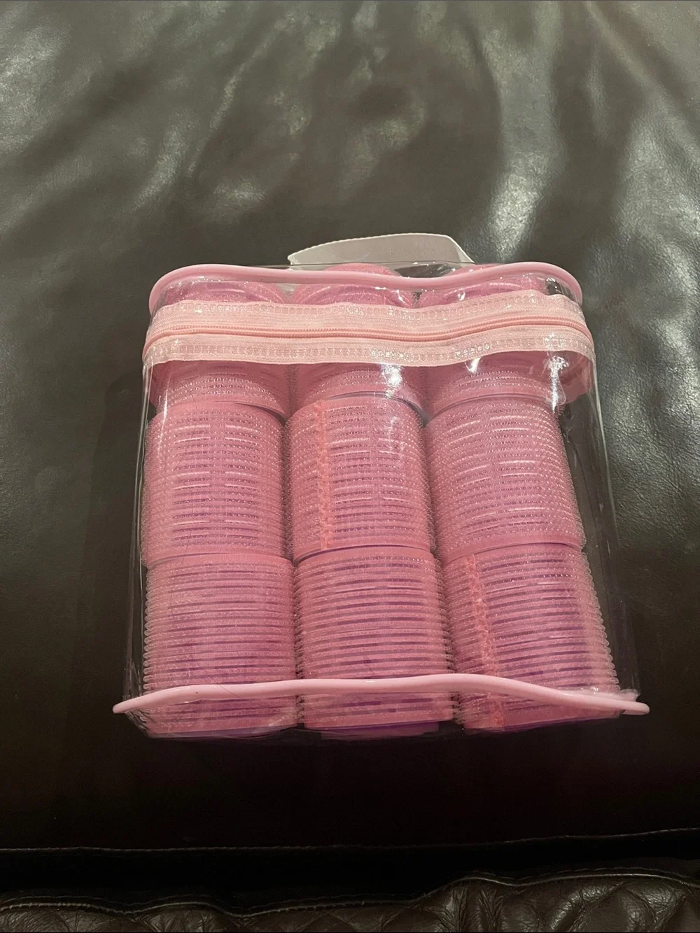 Brand New Pink Self-Grip Hair Rollers 9-Piece Set with Storage Bag